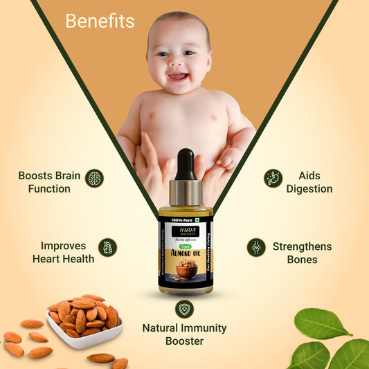 HUDA NATURE'S 100% Pure Cold-Pressed Sweet Almond Oil - 30 ml