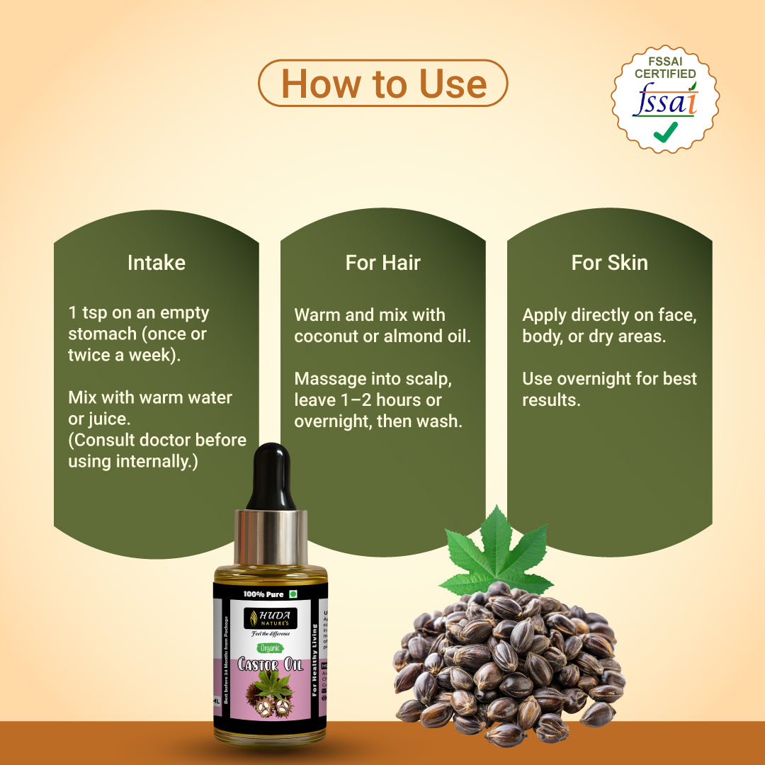 HUDA NATURE'S 100% Pure Castor Oil - 30 ml