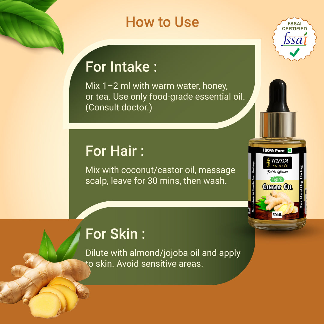 HUDA NATURE'S 100% Pure Ginger Essential Oil - 30 ml