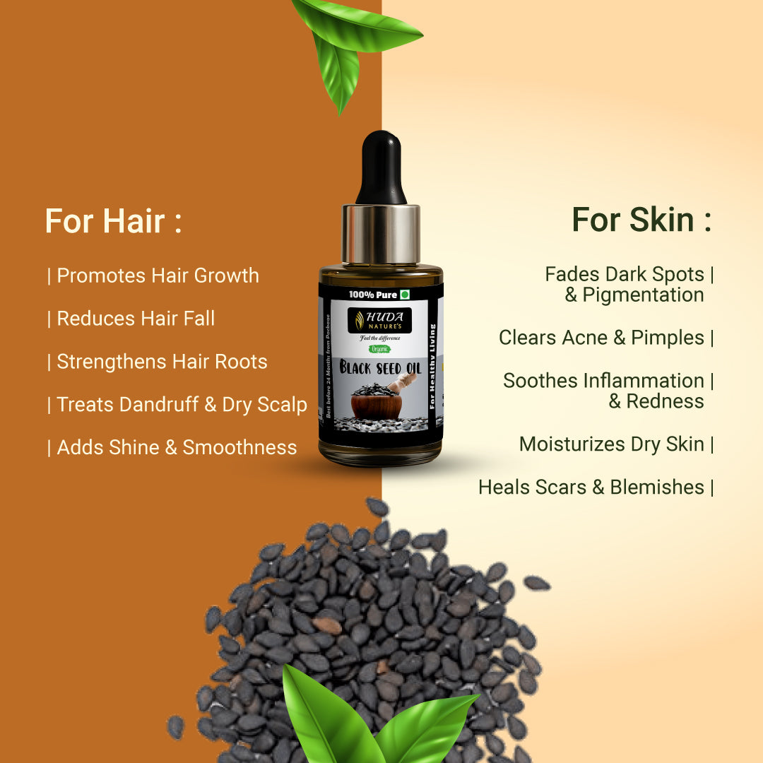 HUDA NATURE'S Certified Organic Black Seed Oil (Kalonji Oil) - 30 ml