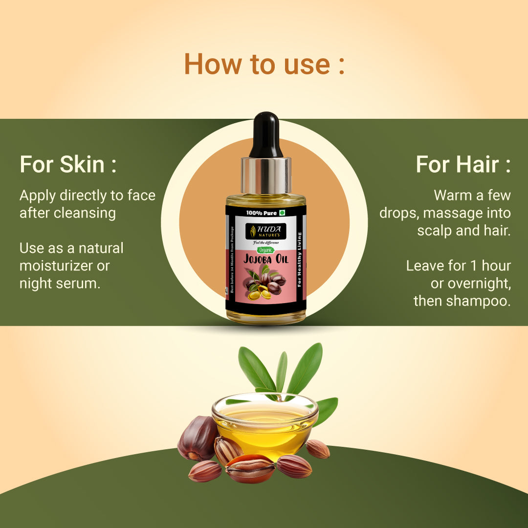HUDA NATURE'S 100% Pure Cold-Pressed Jojoba Oil - 30 ml