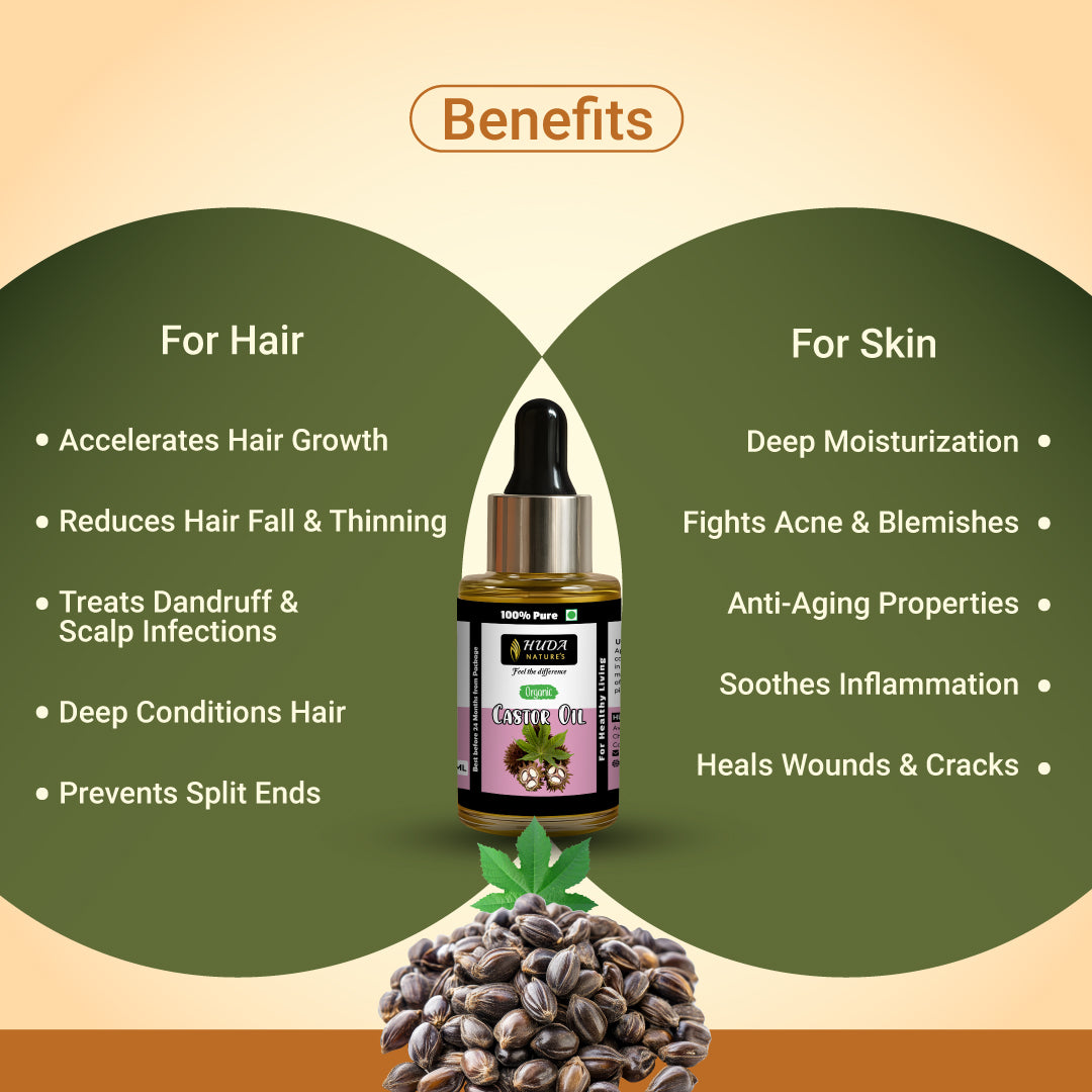 HUDA NATURE'S 100% Pure Castor Oil - 30 ml