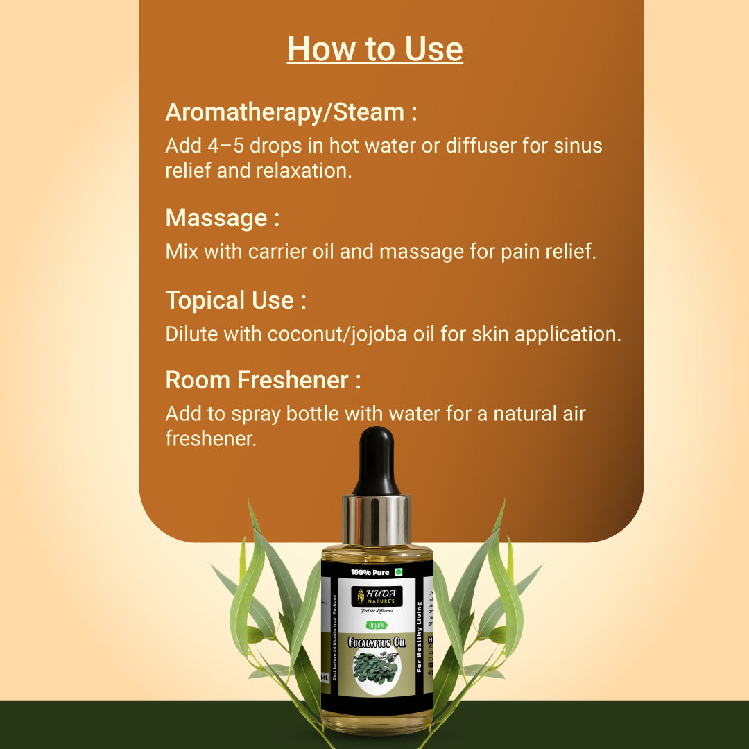 HUDA NATURE'S 100% Pure Eucalyptus Essential Oil - 30 ml